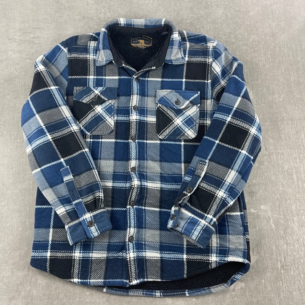 Freedom Foundry Mens Medium Blue Plaid Sherpa Lined Fleece Flannel Shirt Jacket